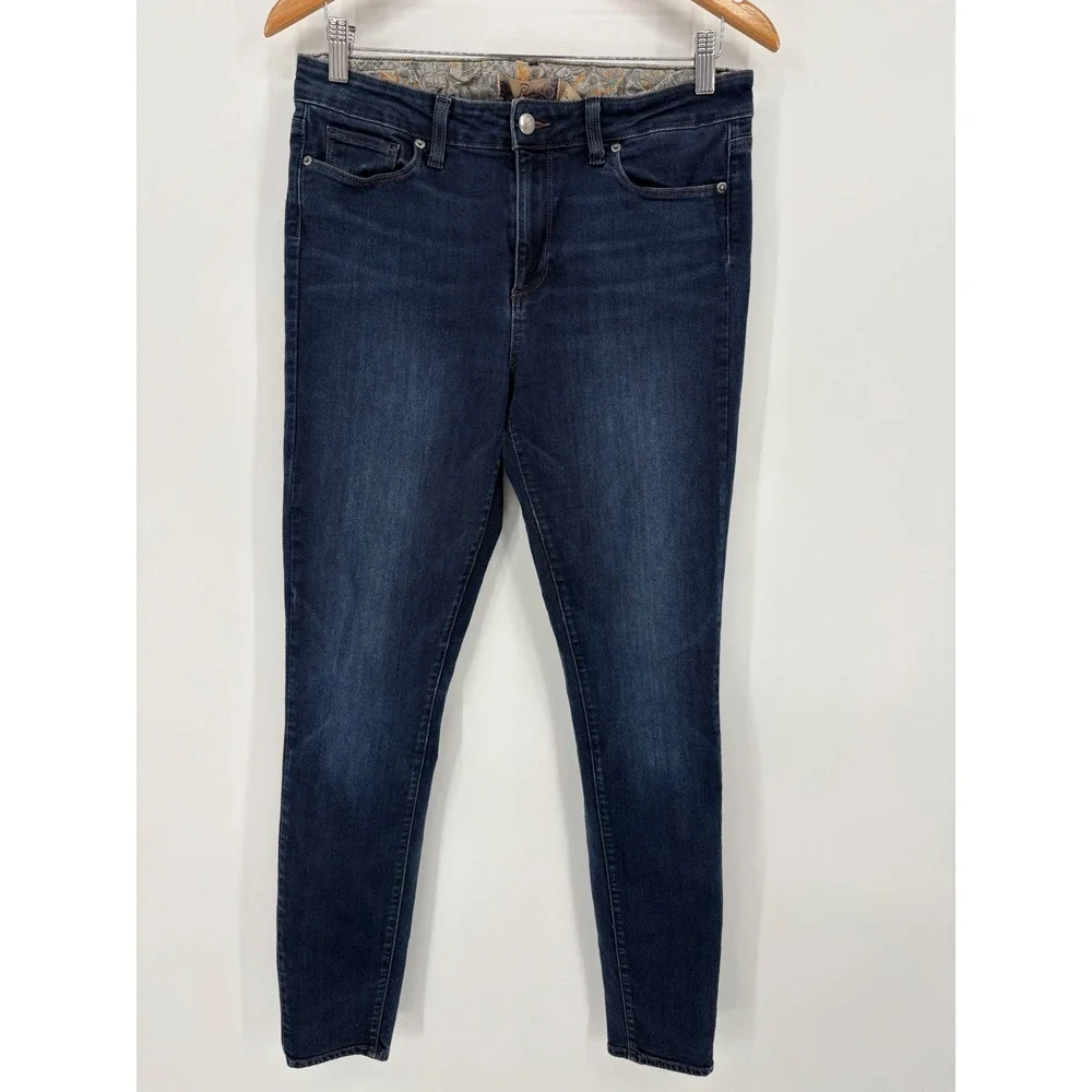 Paige Skyline Skinny Jeans High Rise Women Size 31 Dark Indigo Blue Stretch